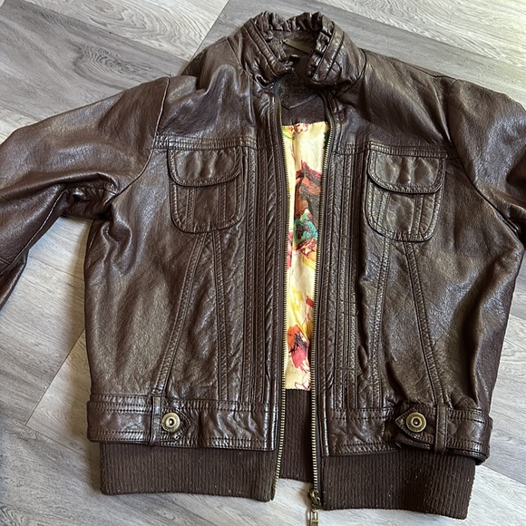 Jou Jou Brown Leather Looking Jacket Size Small - Picture 8 of 9